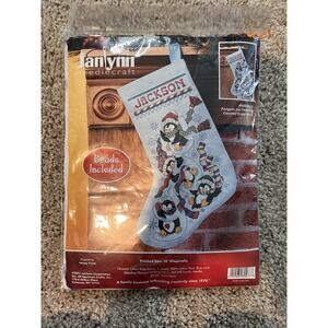 Janlynn Counted Cross Stitch Kit PENGUIN JOY STOCKING 080-0477 NEW